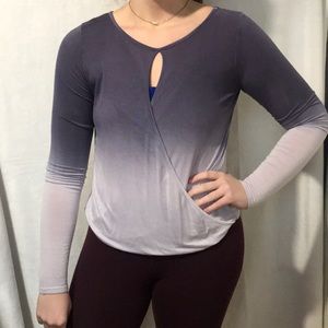 Gorgeous purple ombré crossover yoga shirt M